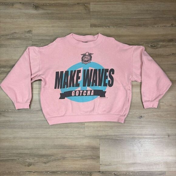 Vintage Gotcha Sportswear Women's S Make Waves Crewneck Sweatshirt Pink Lounge - Picture 1 of 7